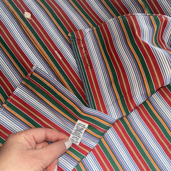 Ralph Lauren Mens Size Large Long Sleeve Button Up Striped Cotton Shirt Blake - Picture 7 of 10
